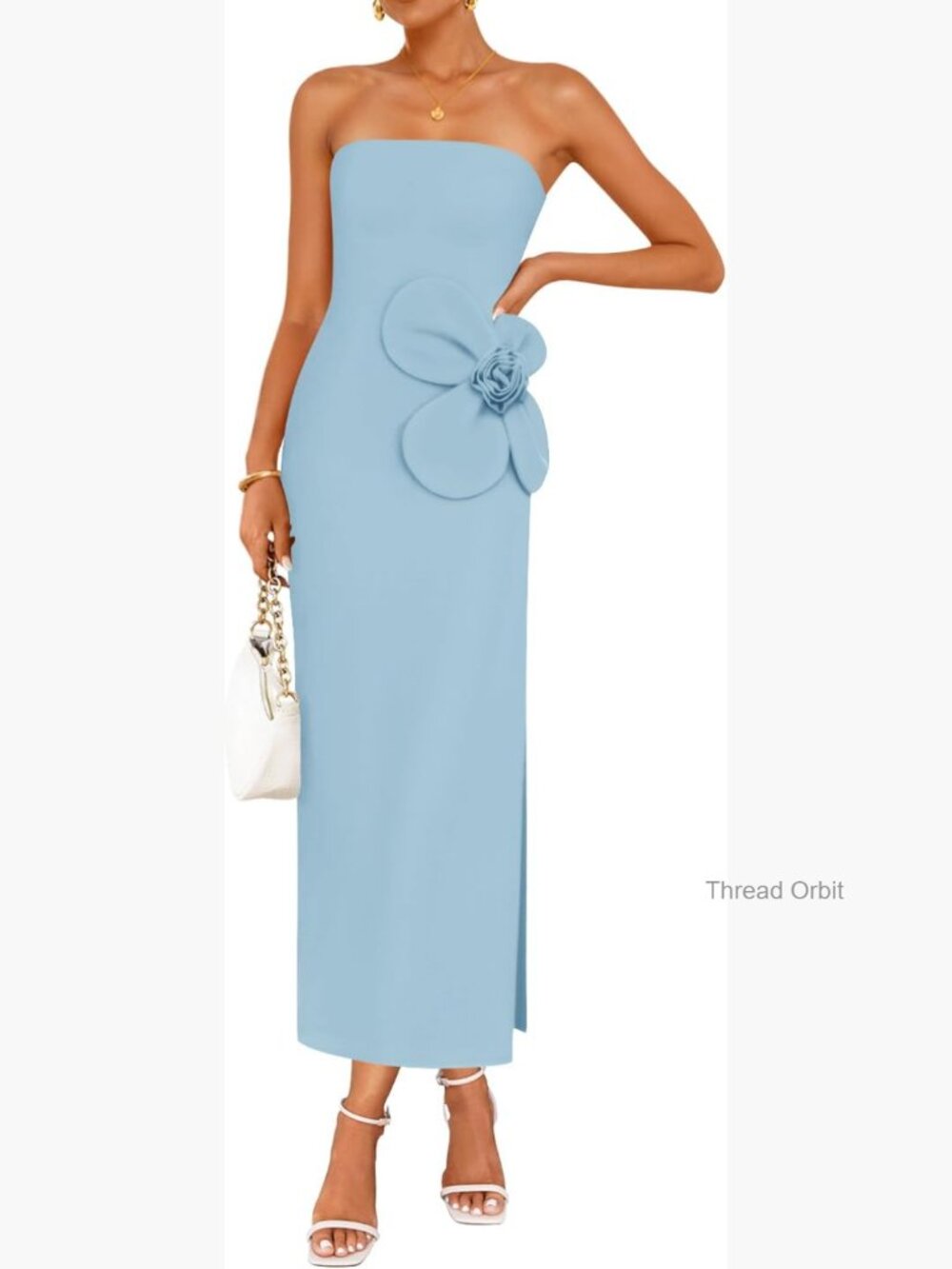 Strapless Backless Maxi Dress Ribbed Knit Bodycon Floral Cocktail Party